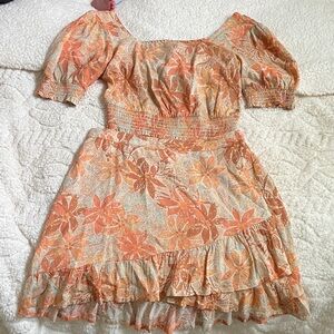 Roxy Orange and Cream Floral Skirt Set